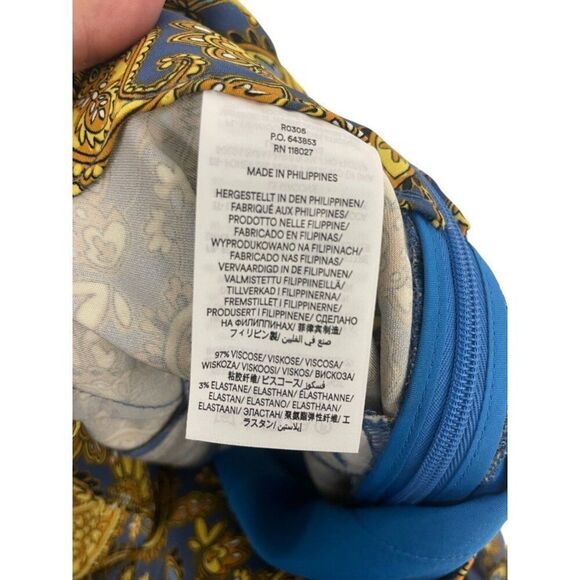 Boden Womens Pants UK 12 US 8 Gold blue Paisley Wide Leg Trousers R0305 NWT - Picture 5 of 11